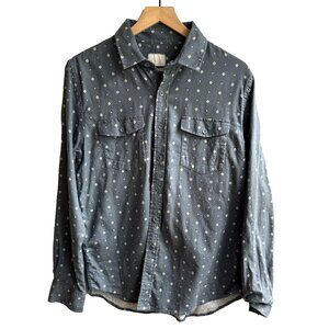 Visitor Premium Men's grey/blue cotton button down shirt size Medium